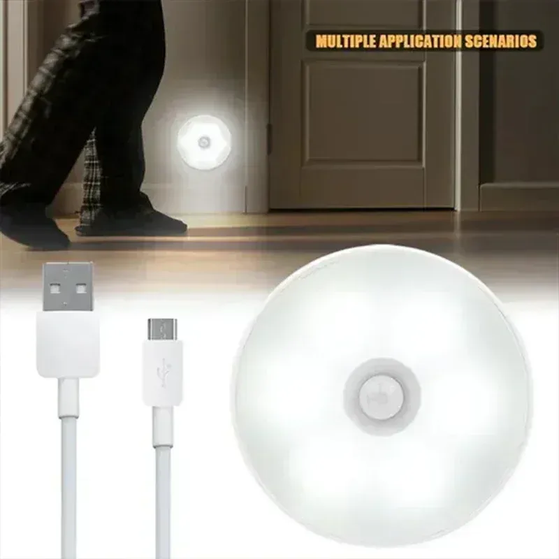Veilleuse LED sans fil avec détecteur de mouvement, rechargeable par USB, éclairage sous meuble pour étagère et placard 6
