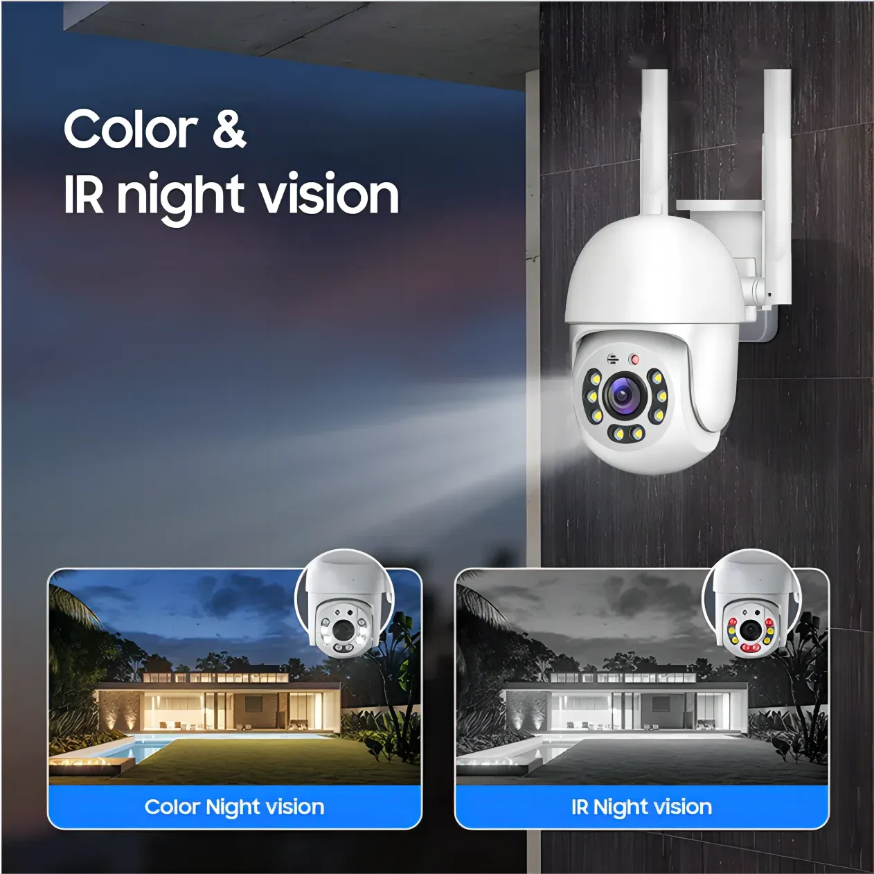 Caméra de surveillance extérieure PTZ WiFi HD 4MP/5G Tuya, sécurité domestique sans fil, étanche IP66, avec bande touristique 3