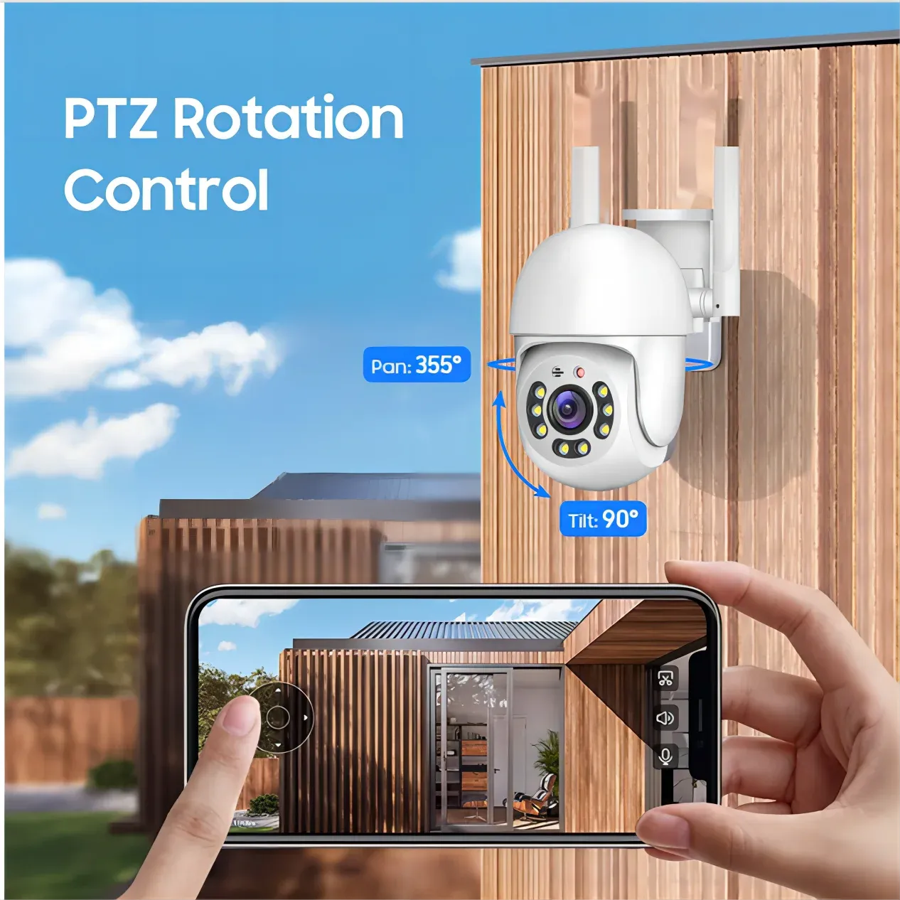 Caméra de surveillance extérieure PTZ WiFi HD 4MP/5G Tuya, sécurité domestique sans fil, étanche IP66, avec bande touristique 6