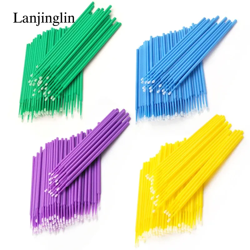 100/200 pièces brosses de nettoyage pour extensions de cils, micro-brosses en forme de coton-tige, outils de maquillage et de démaquillage 1