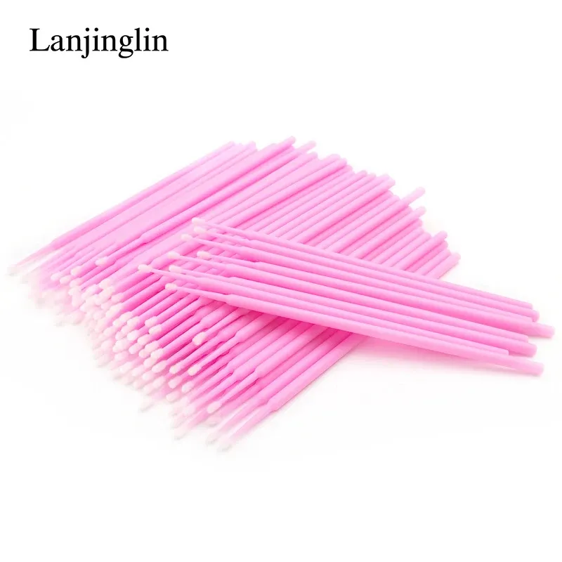 100/200 pièces brosses de nettoyage pour extensions de cils, micro-brosses en forme de coton-tige, outils de maquillage et de démaquillage 5