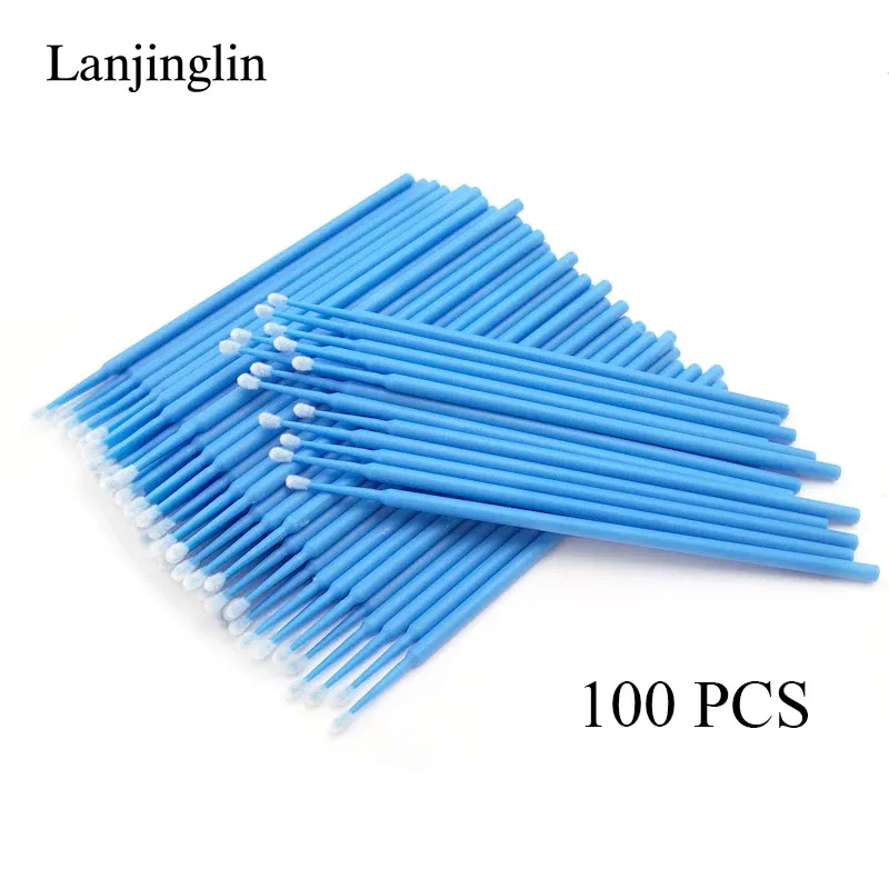 100/200 pièces brosses de nettoyage pour extensions de cils, micro-brosses en forme de coton-tige, outils de maquillage et de démaquillage 13