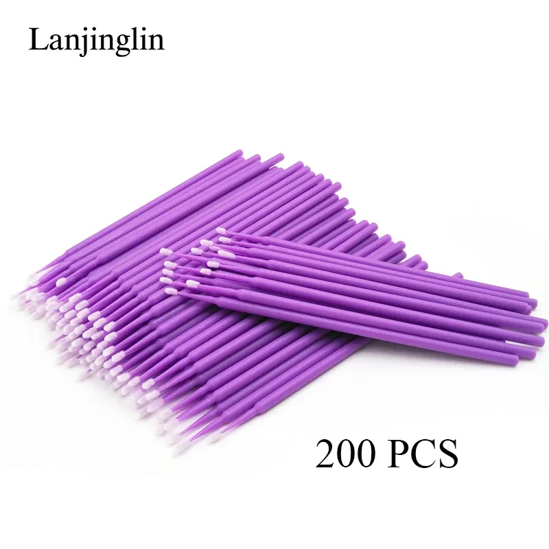 100/200 pièces brosses de nettoyage pour extensions de cils, micro-brosses en forme de coton-tige, outils de maquillage et de démaquillage 12