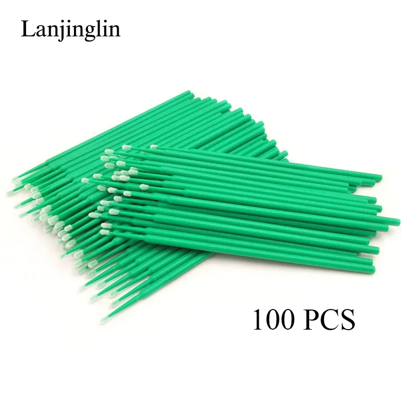 100/200 pièces brosses de nettoyage pour extensions de cils, micro-brosses en forme de coton-tige, outils de maquillage et de démaquillage 11