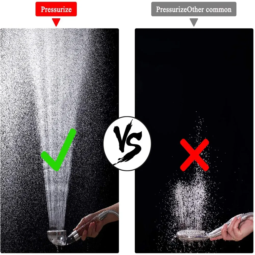 Pommeau de douche haute pression à 3 modes, réglable, pour salle de bain et spa 3
