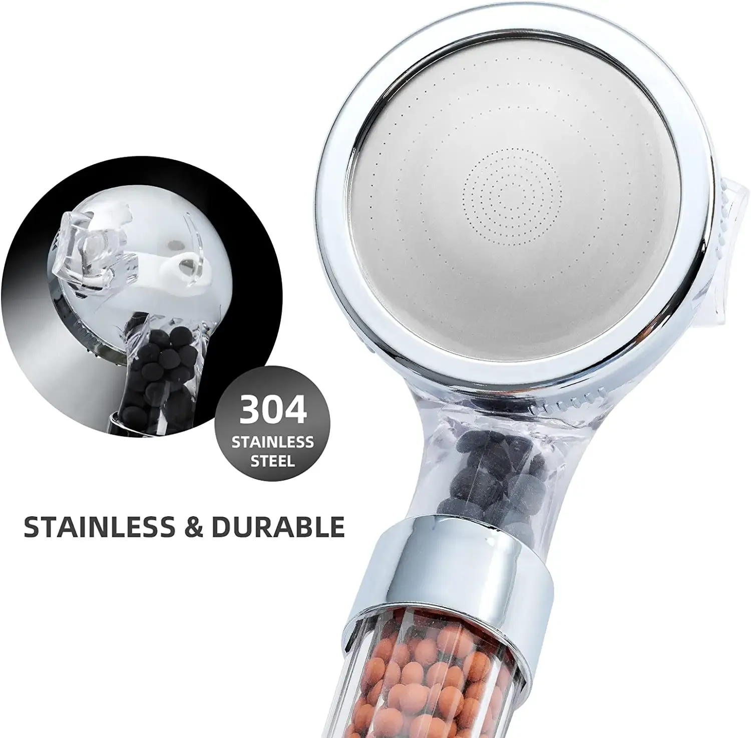 Pommeau de douche haute pression à 3 modes, réglable, pour salle de bain et spa 6