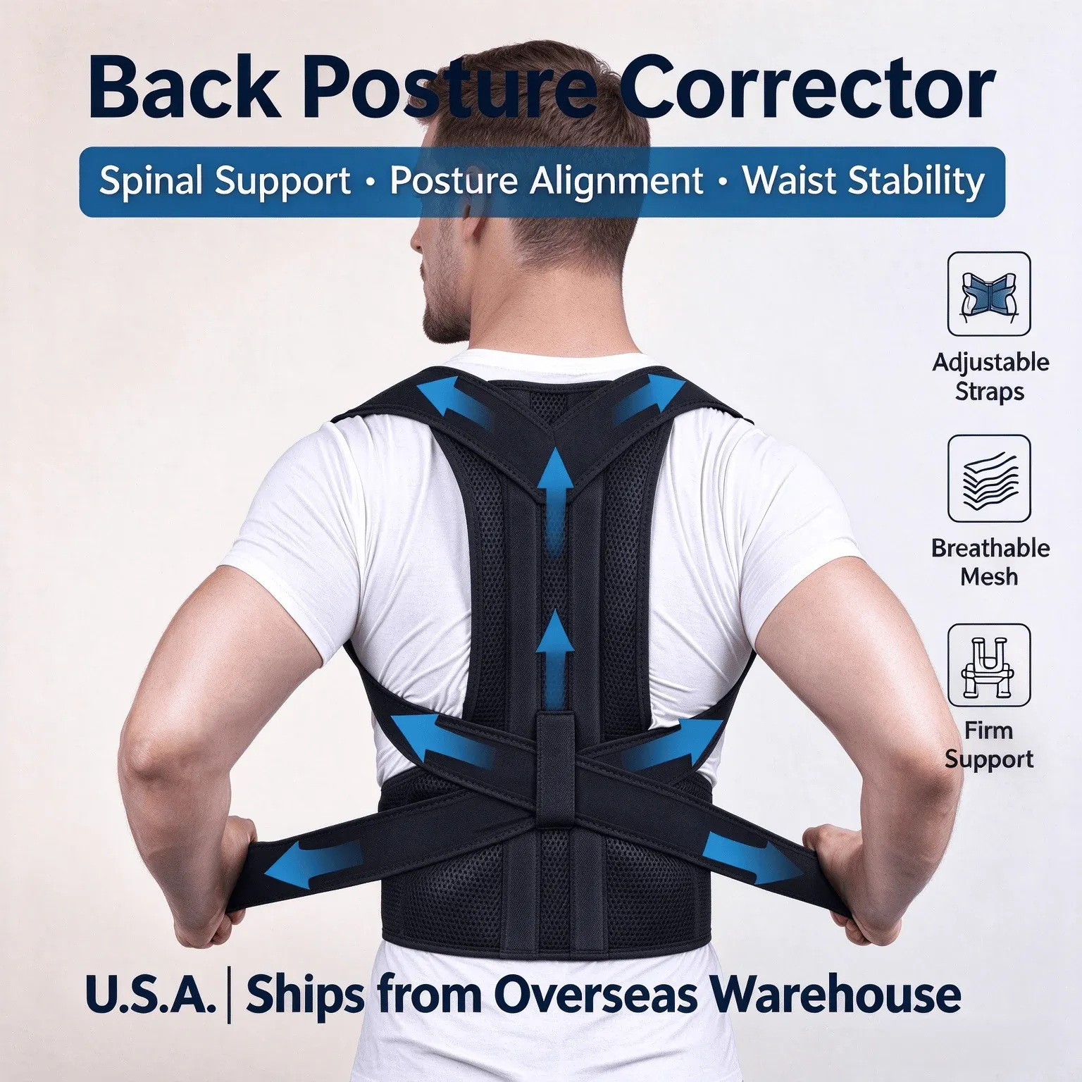 Correcteur de posture dorsal avec soutien des épaules et de la clavicule, pour soulager les douleurs du haut et du bas du dos