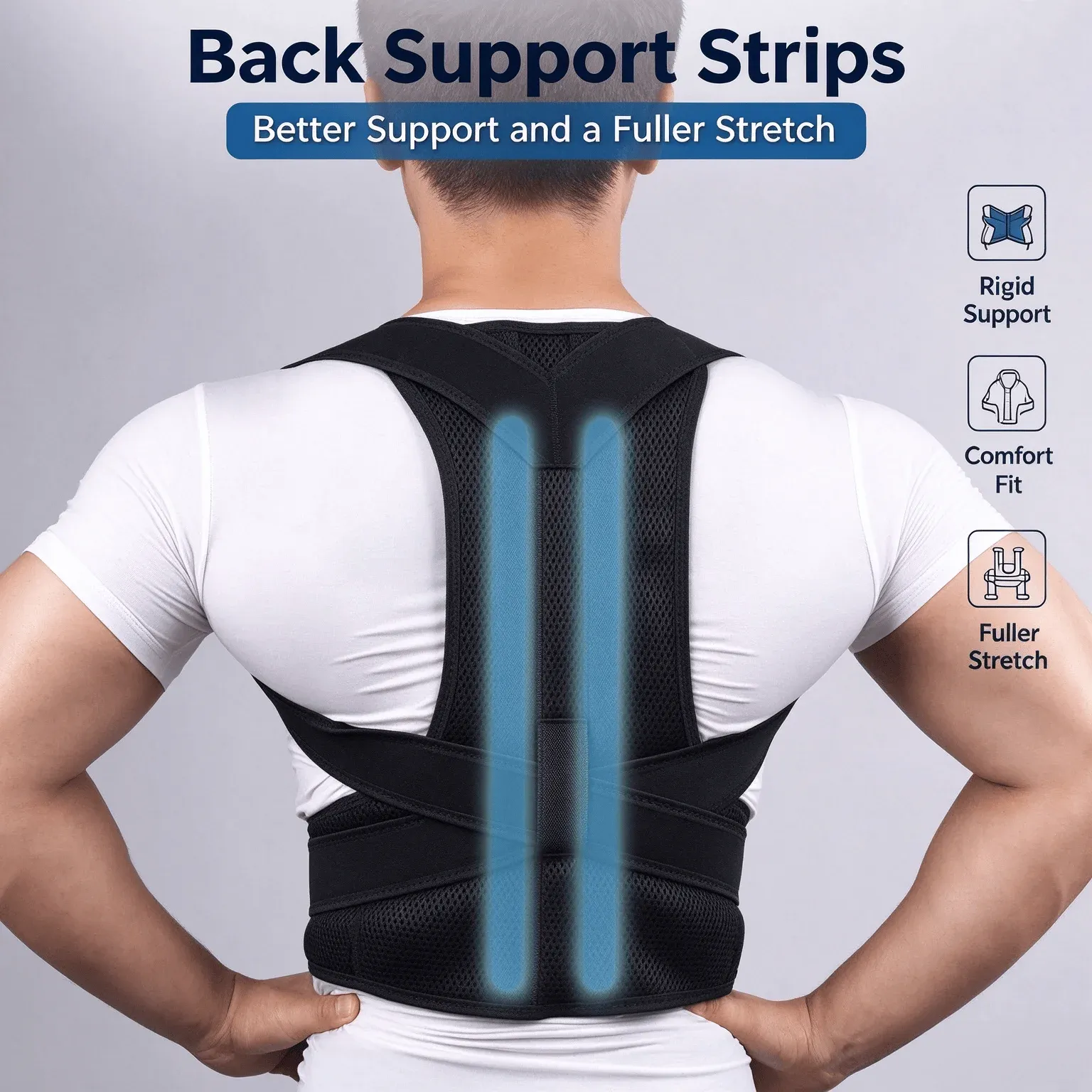 Correcteur de posture dorsal avec soutien des épaules et de la clavicule, pour soulager les douleurs du haut et du bas du dos 3