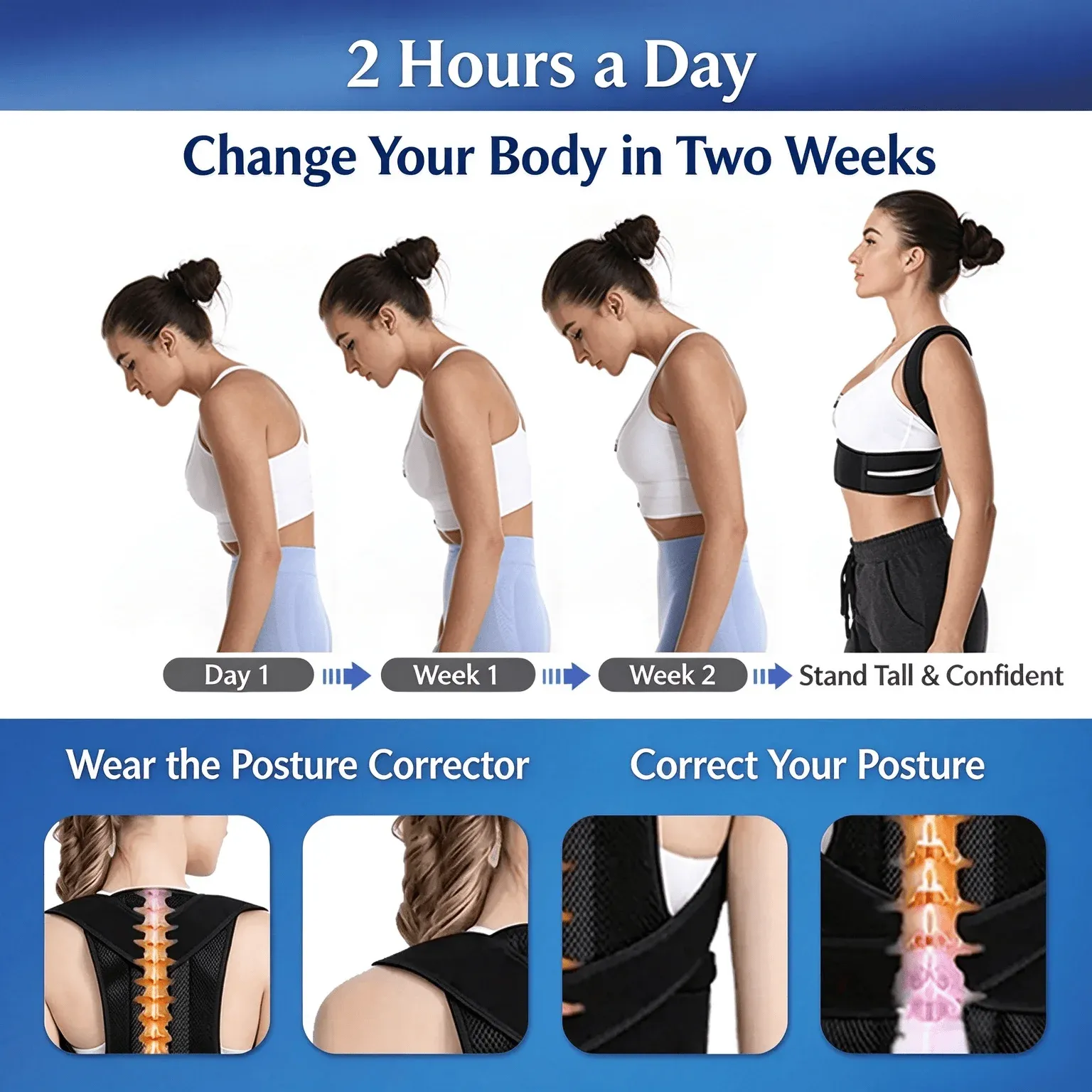 Correcteur de posture dorsal avec soutien des épaules et de la clavicule, pour soulager les douleurs du haut et du bas du dos 5