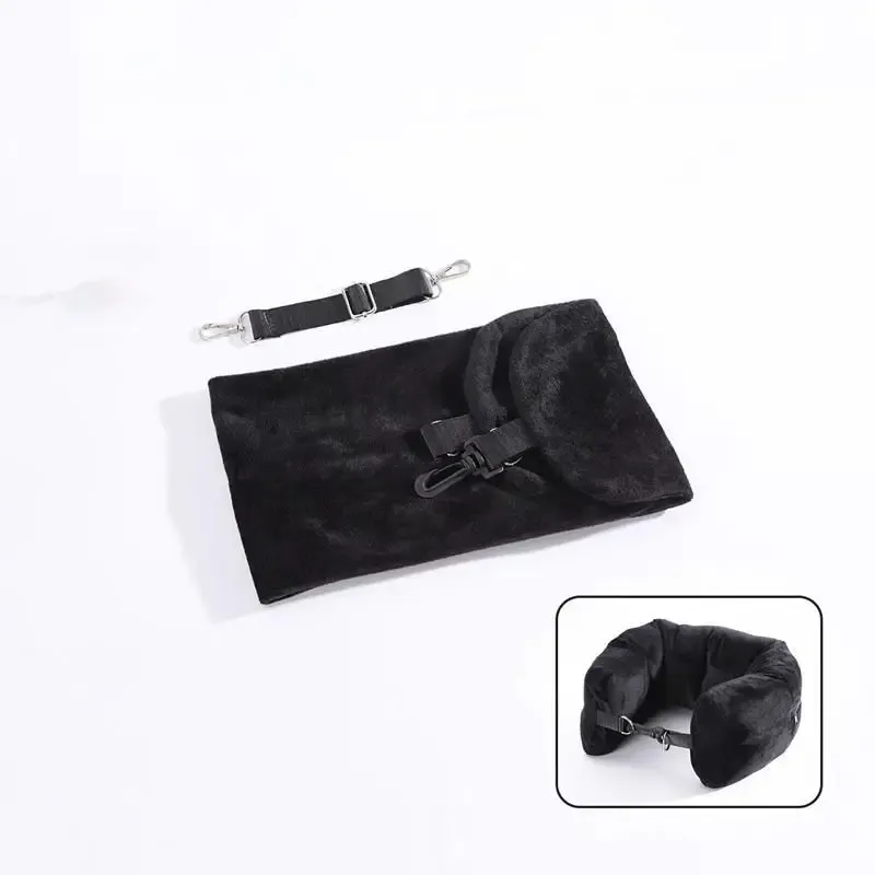 Coussin de voyage en U léger en polyester, à support cervical réglable et pochette de rangement – Homefish 2