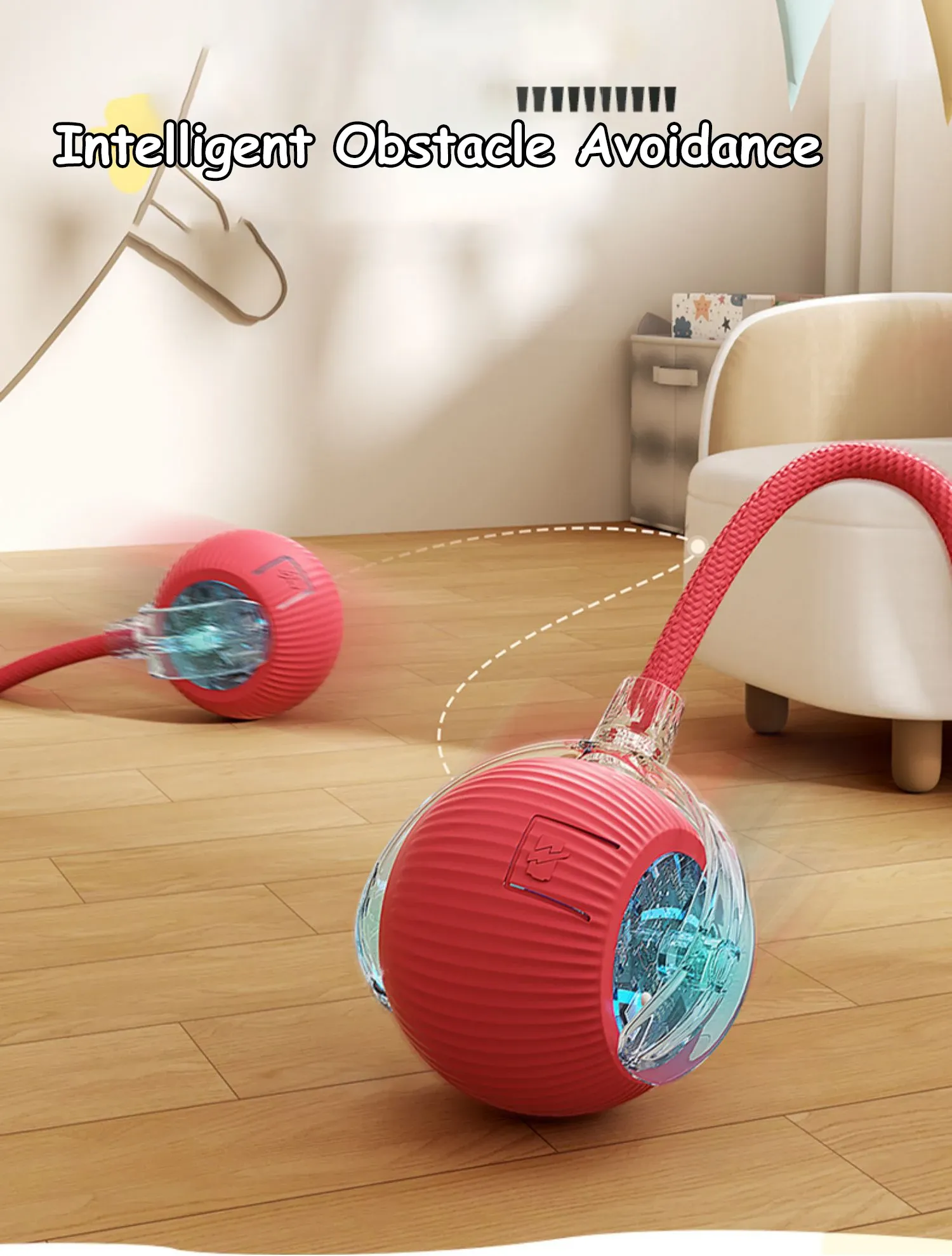 Balle interactive pour chat en situation de jeu