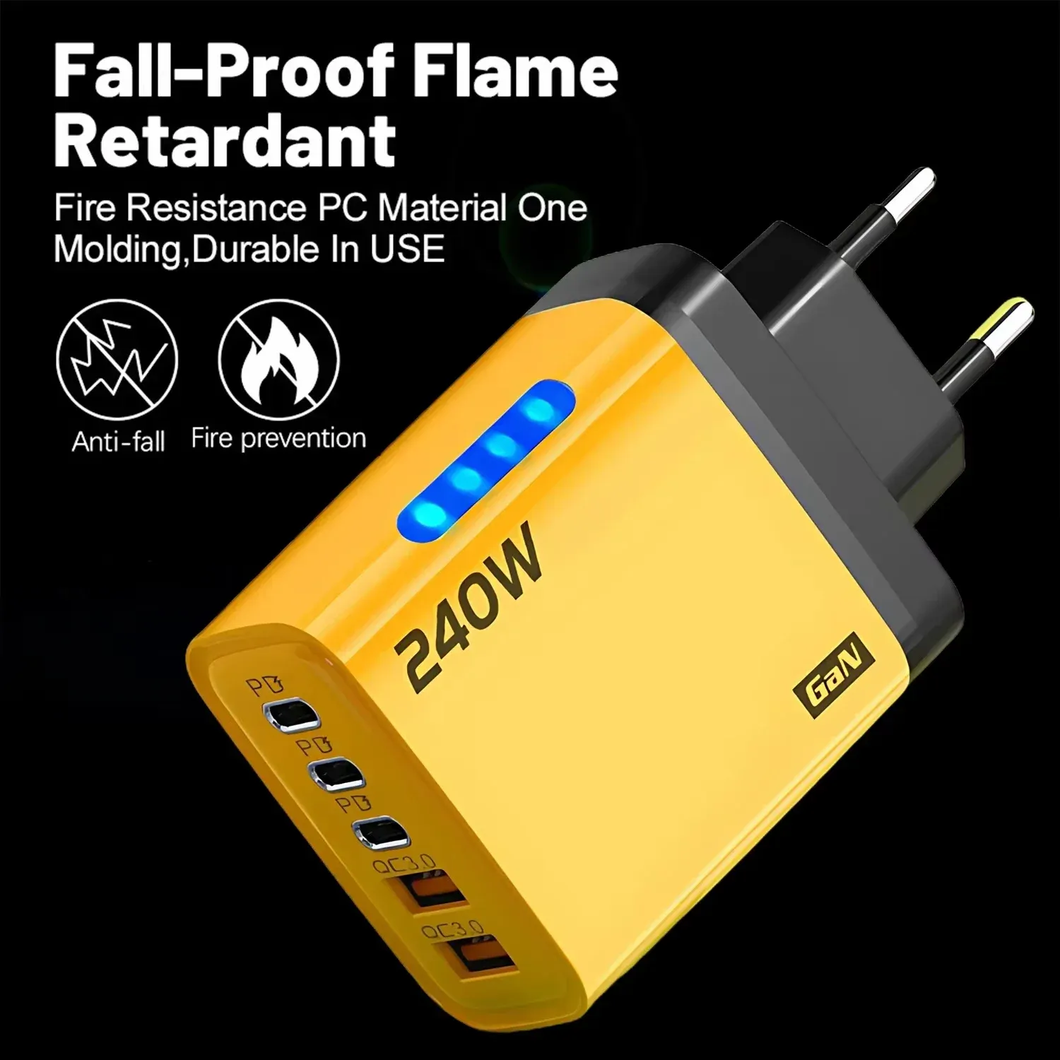 Chargeur GaN 5 en 1 USB-C à charge rapide 3.0 compatible iPhone 16/17 et Samsung 2