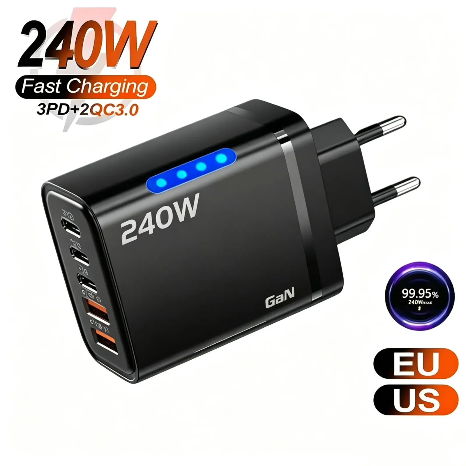Chargeur GaN 5-en-1 240 W, vue d'ensemble