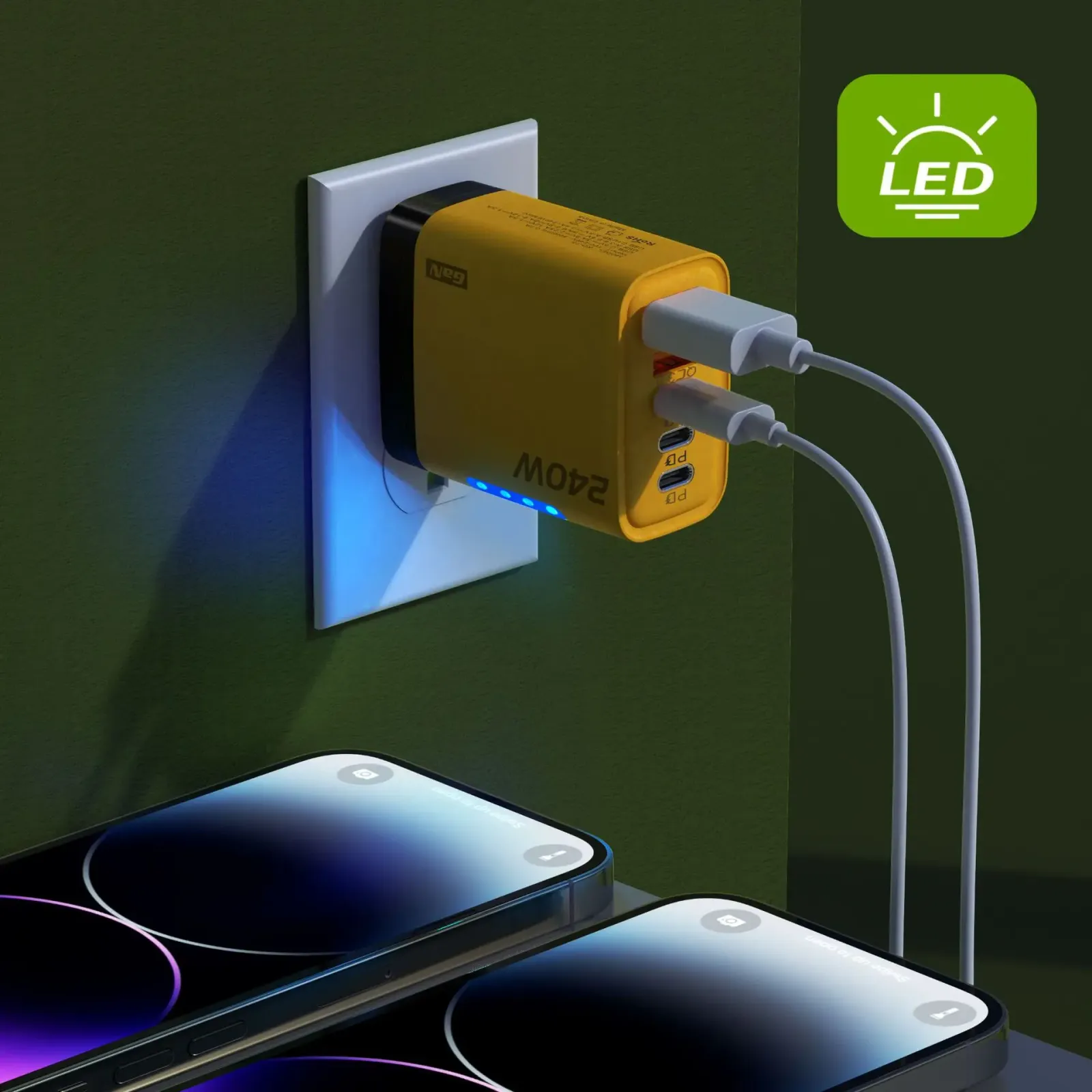 Chargeur GaN 5-en-1 240 W, compatibilité appareils