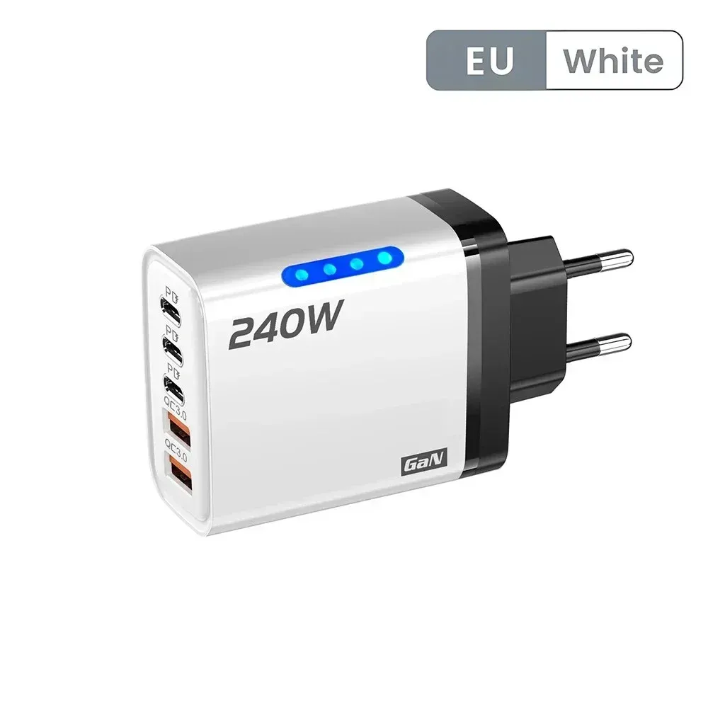 Chargeur GaN 5 en 1 USB-C à charge rapide 3.0 compatible iPhone 16/17 et Samsung 8