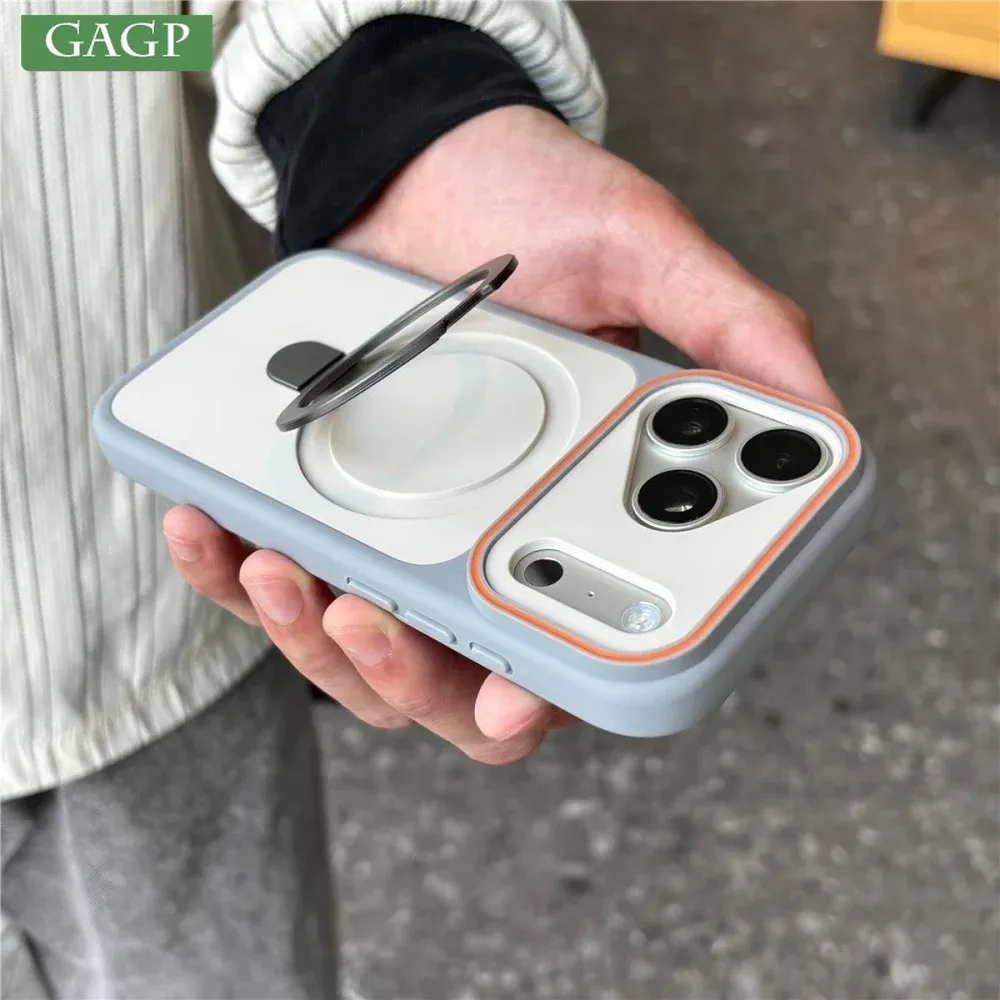 Support de téléphone en métal de luxe compatible MagSafe pour iPhone 18 Pro Max, 17, 16, 15 Pro, 14, 13, 12 et 11 – Coque magnétique mate en PC 2