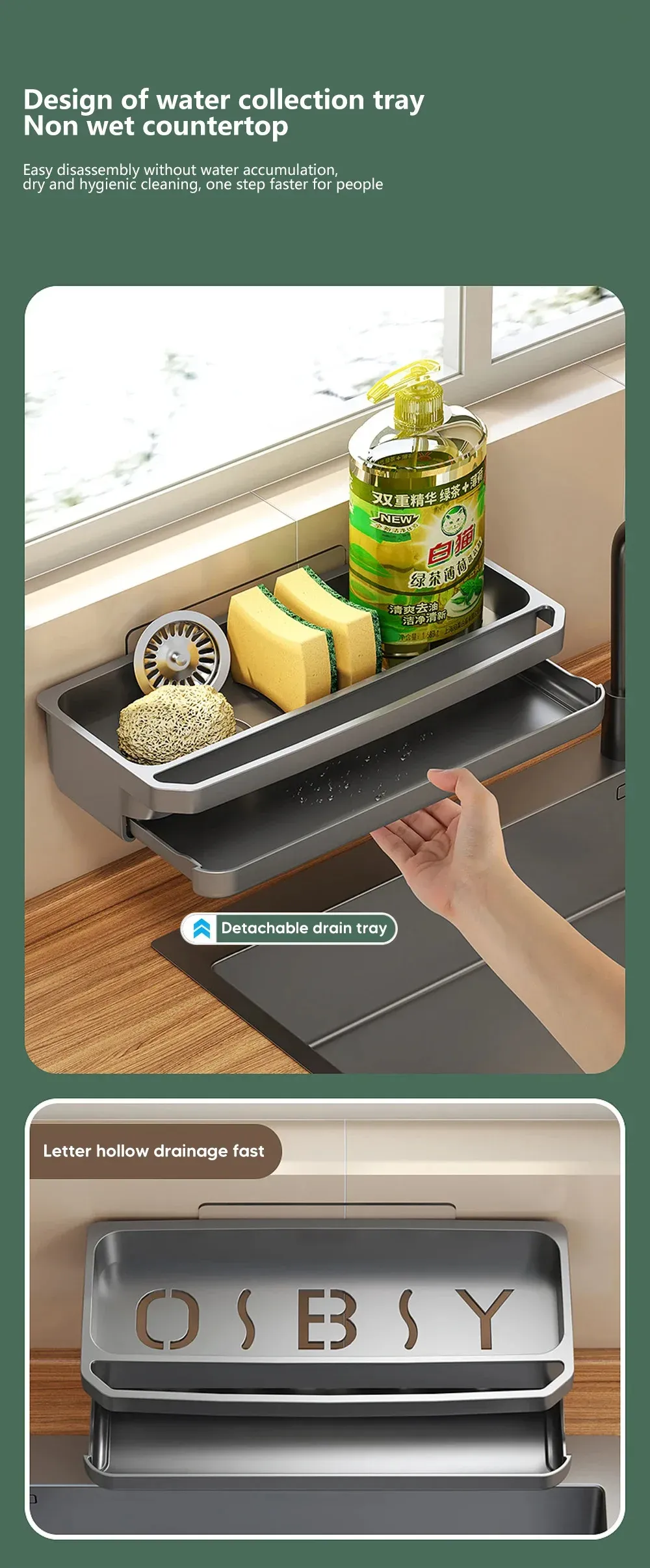 Organisateur d'évier de cuisine, usage quotidien
