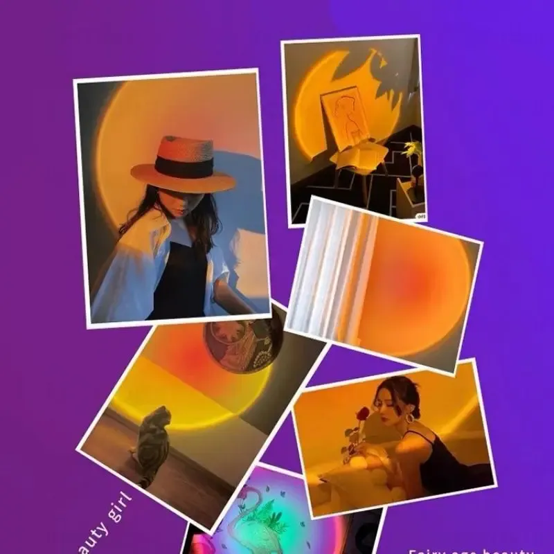 Lampe projecteur LED coucher de soleil USB Kerokuru, arc-en-ciel néon pour photographie et ambiance murale 2