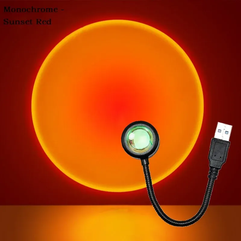 Lampe projecteur LED coucher de soleil USB Kerokuru, arc-en-ciel néon pour photographie et ambiance murale 10