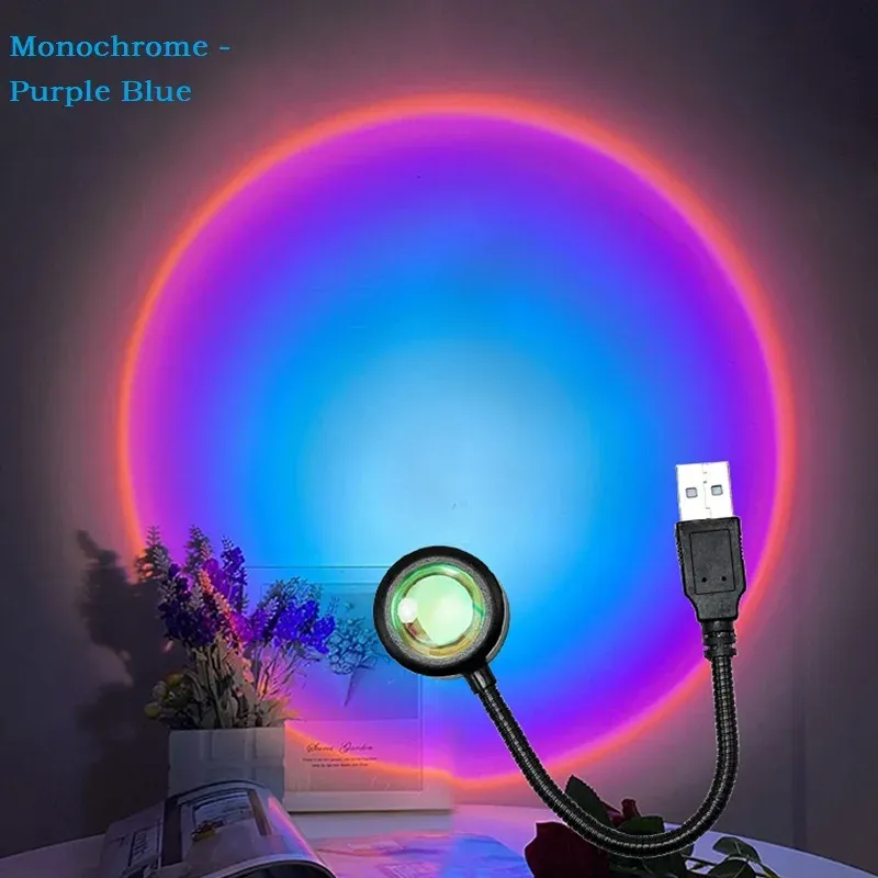Lampe projecteur LED coucher de soleil USB Kerokuru, arc-en-ciel néon pour photographie et ambiance murale 11
