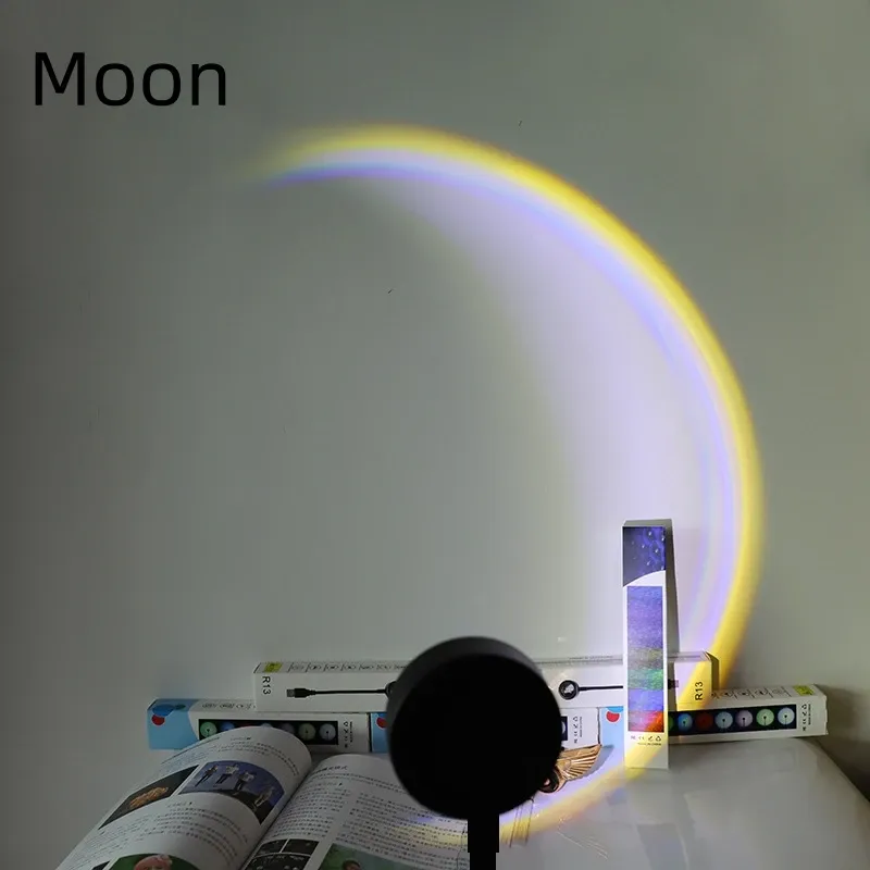 Lampe projecteur LED coucher de soleil USB Kerokuru, arc-en-ciel néon pour photographie et ambiance murale 7