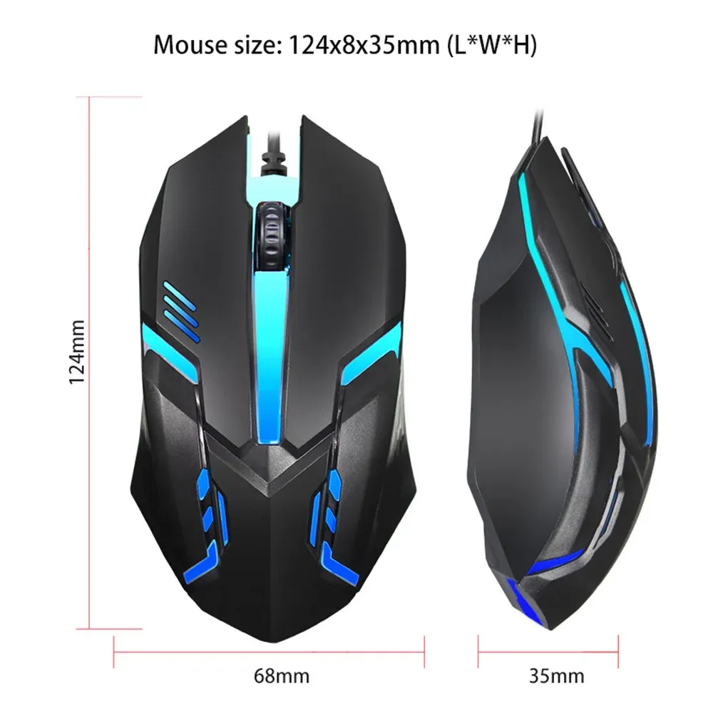 Souris de jeu filaire USB 5000 DPI, 3 boutons silencieux, rétroéclairée et ergonomique pour ordinateur portable 6
