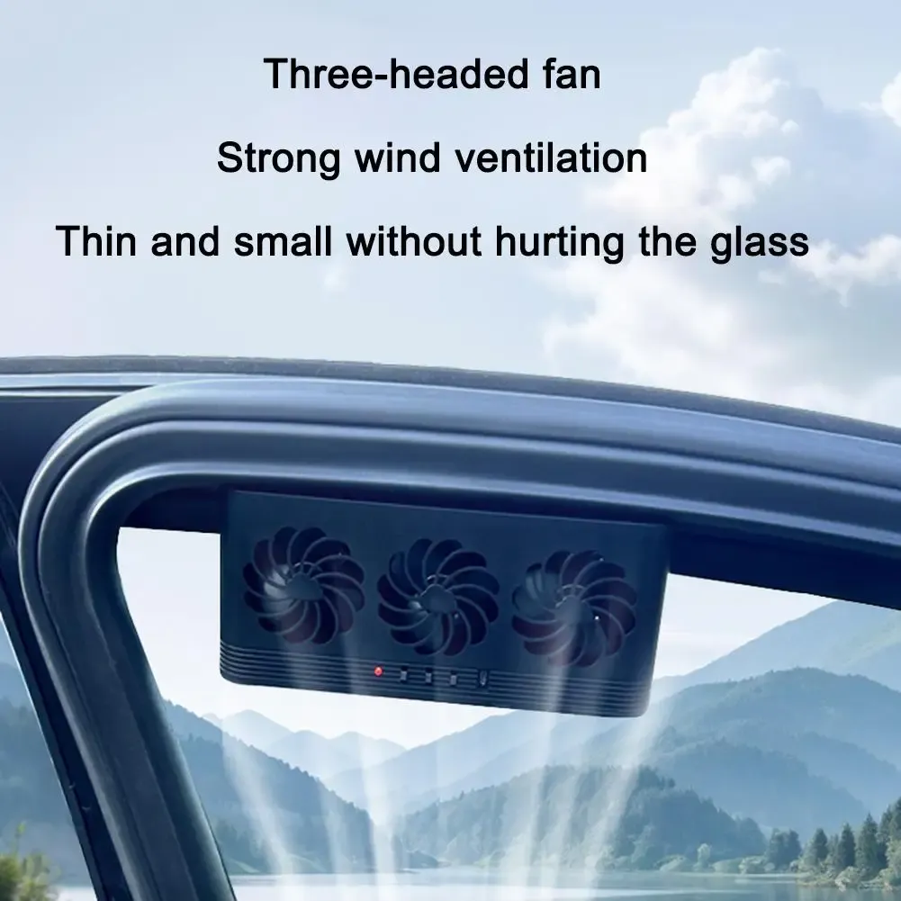Ventilateur solaire de refroidissement pour voiture à 3 sorties d'air, alimenté par énergie solaire et USB 4