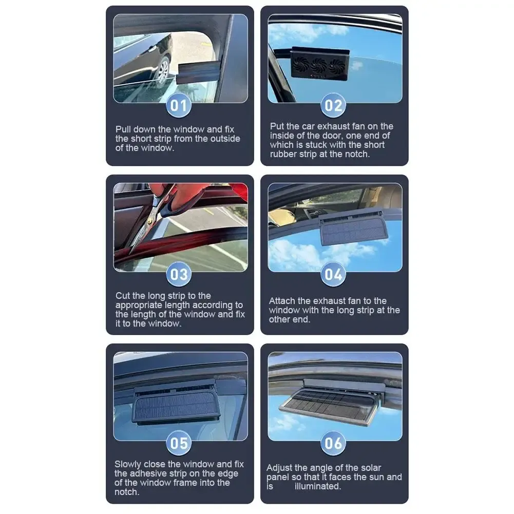 Ventilateur solaire de refroidissement pour voiture à 3 sorties d'air, alimenté par énergie solaire et USB 5
