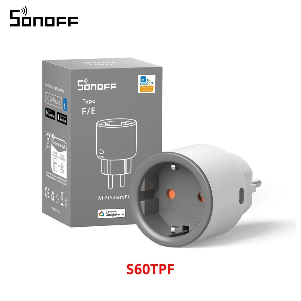 SONOFF Prise intelligente WiFi S60 EU/UK avec moniteur de puissance, minuterie et protection contre les surcharges, compatible Alexa, Google Home et Alice 7