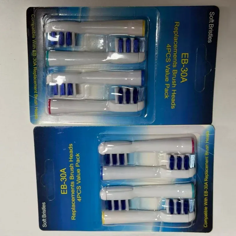 Brossettes de rechange pour brosse à dents électrique, lot de 4, compatibles Oral-B Advance Power, Pro Health, Triumph, 3D Excel et Vitality Precision Clean 4