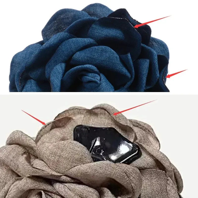 Vue détaillée de la pince fleur de rose en tissu de coton