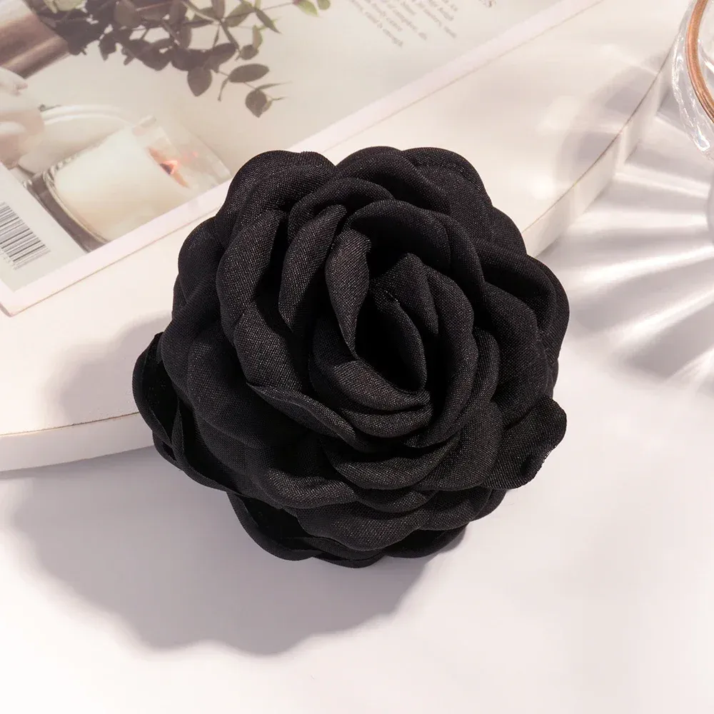 Pince à cheveux en tissu de coton pour femme, 16 coloris, taille moyenne, motif fleur de rose 7