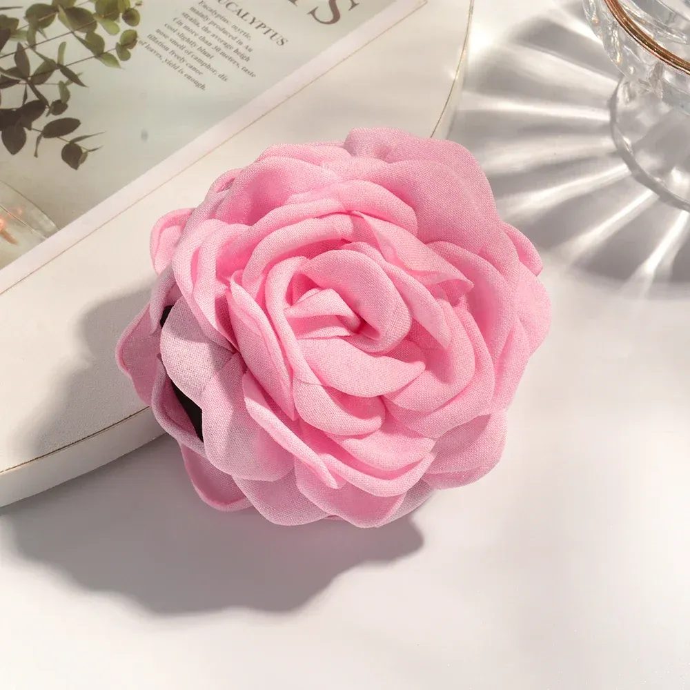 Pince à cheveux en tissu de coton pour femme, 16 coloris, taille moyenne, motif fleur de rose 16