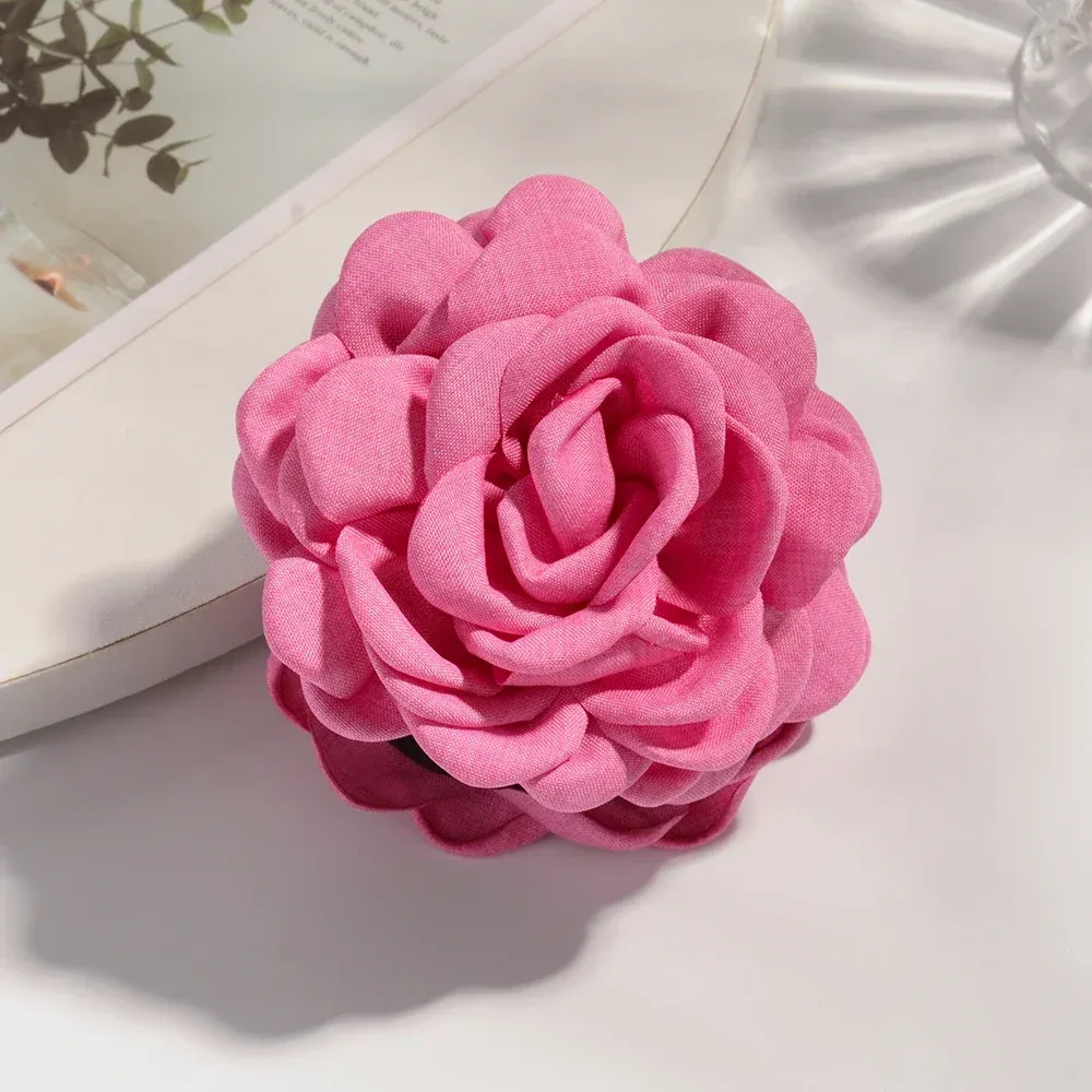 Pince à cheveux en tissu de coton pour femme, 16 coloris, taille moyenne, motif fleur de rose 17