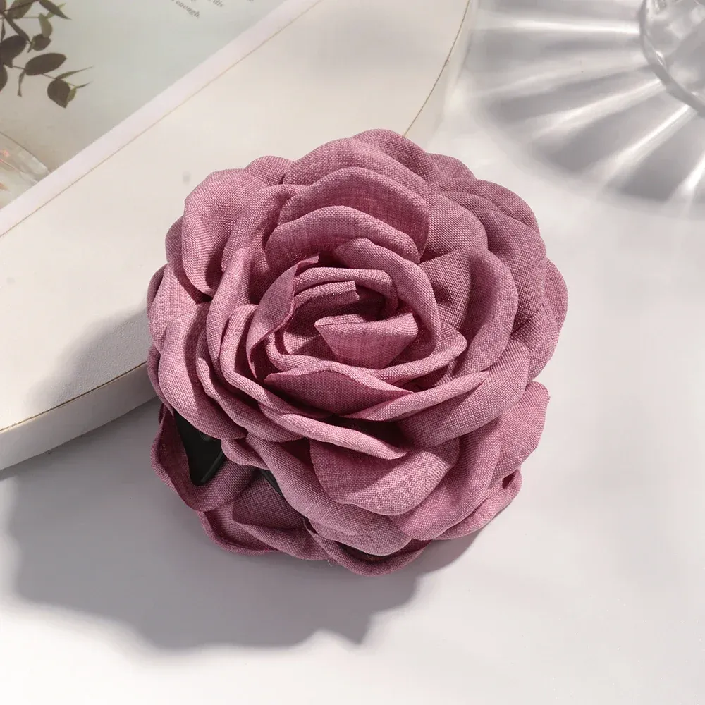 Pince à cheveux en tissu de coton pour femme, 16 coloris, taille moyenne, motif fleur de rose 12