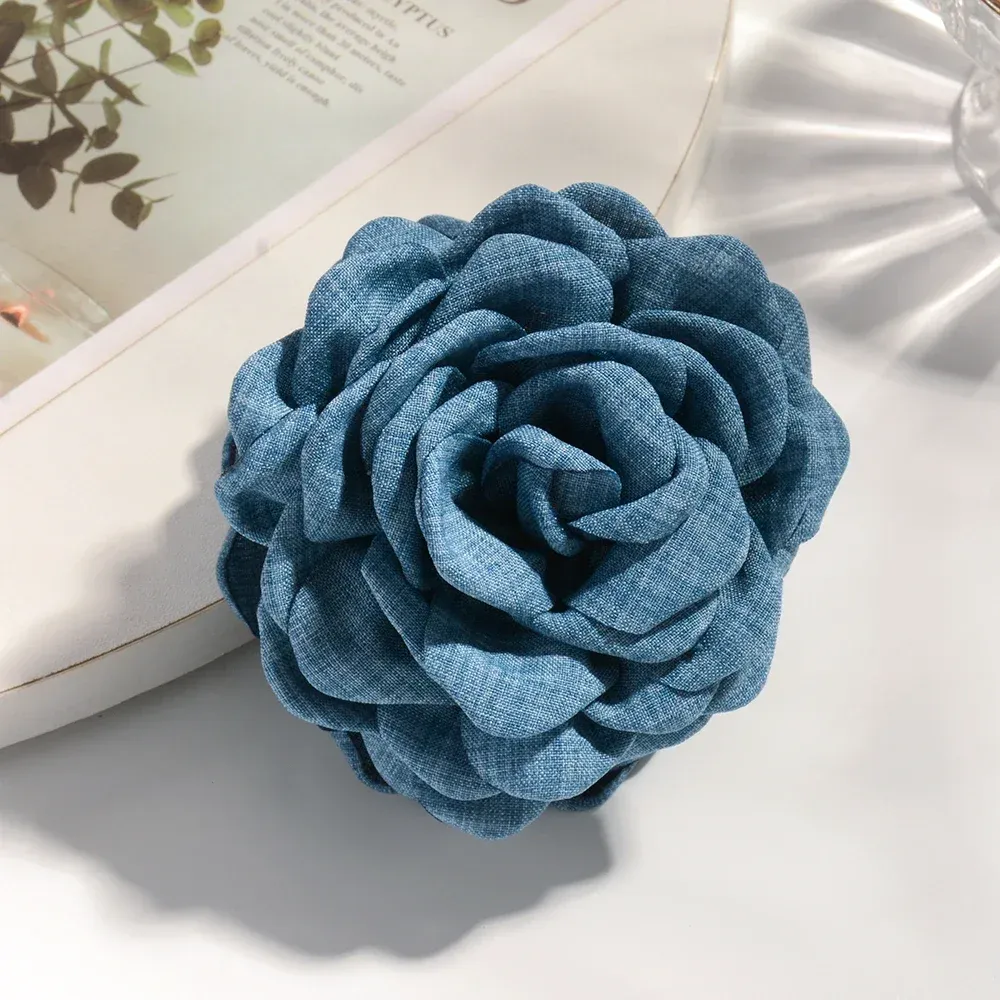 Pince à cheveux en tissu de coton pour femme, 16 coloris, taille moyenne, motif fleur de rose 10
