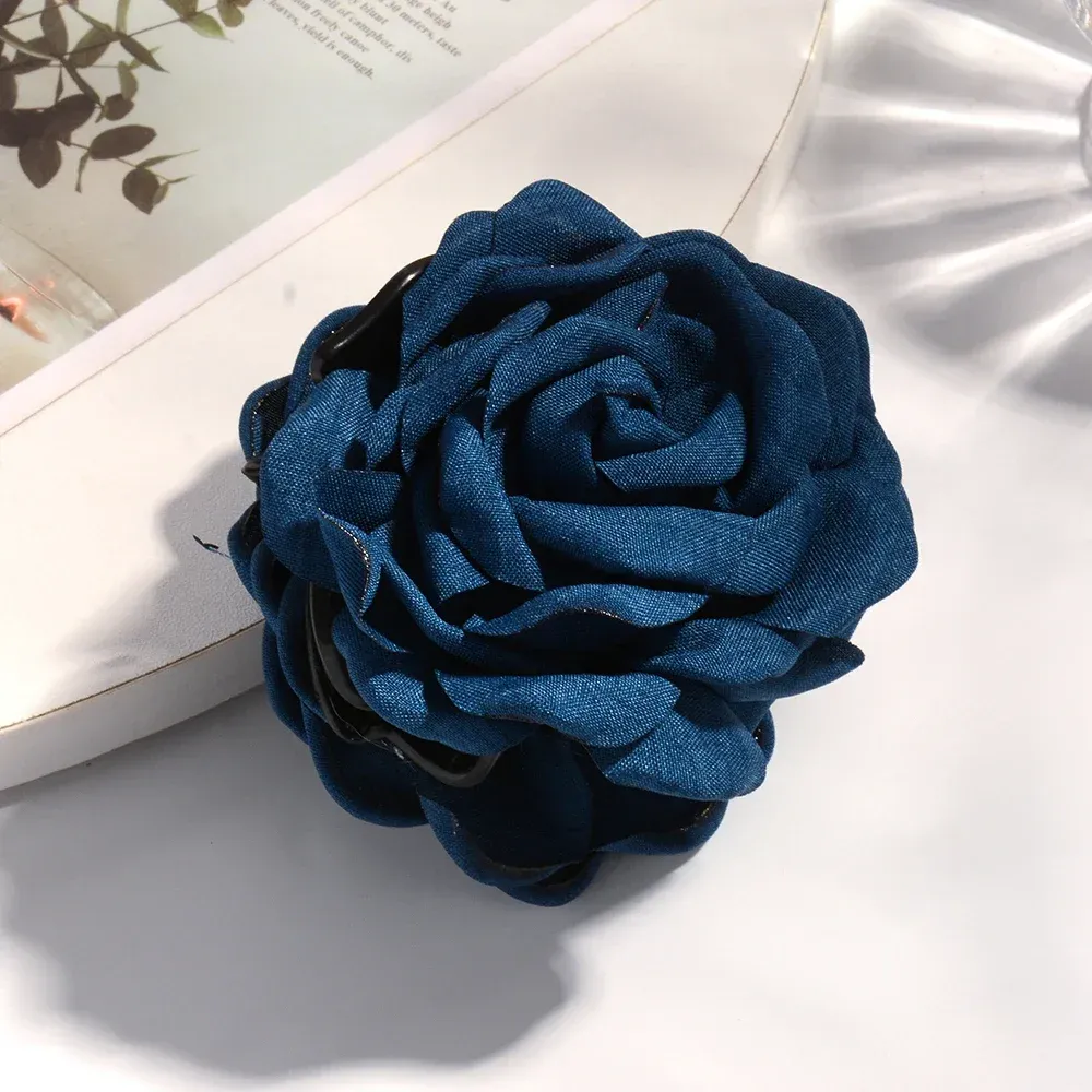Pince à cheveux en tissu de coton pour femme, 16 coloris, taille moyenne, motif fleur de rose 31