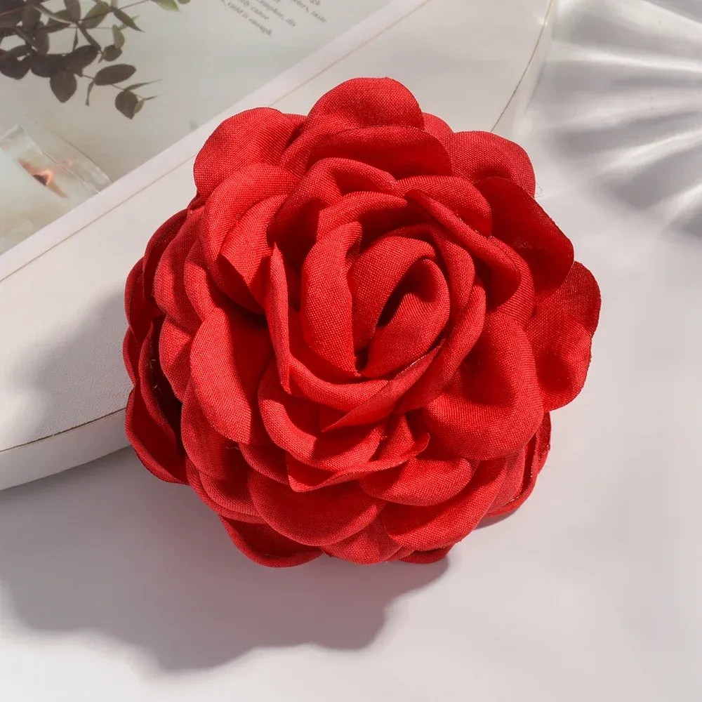 Pince à cheveux en tissu de coton pour femme, 16 coloris, taille moyenne, motif fleur de rose 33