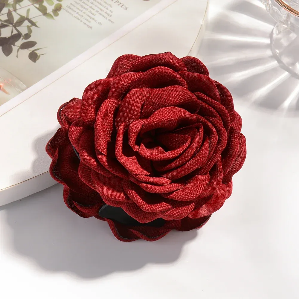 Pince à cheveux en tissu de coton pour femme, 16 coloris, taille moyenne, motif fleur de rose 27