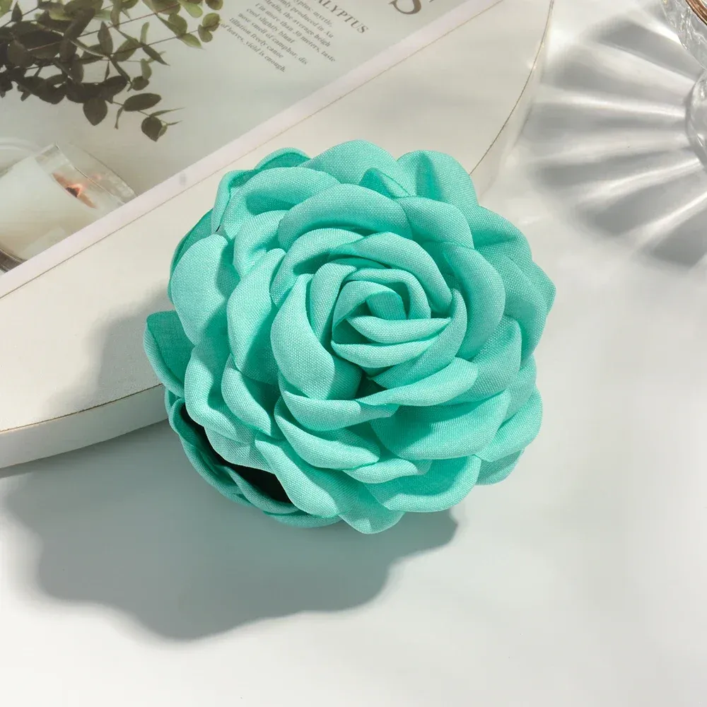Pince à cheveux en tissu de coton pour femme, 16 coloris, taille moyenne, motif fleur de rose 23