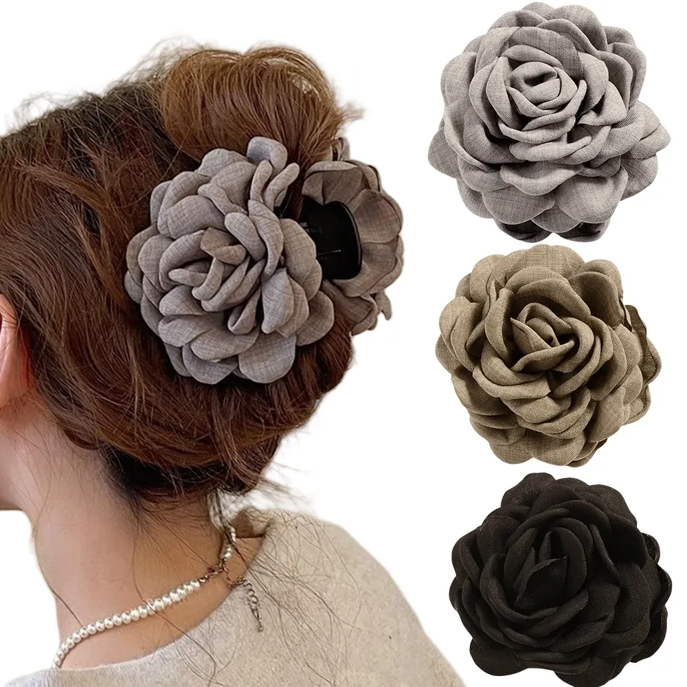 Pince à cheveux en tissu de coton pour femme, 16 coloris, taille moyenne, motif fleur de rose 24