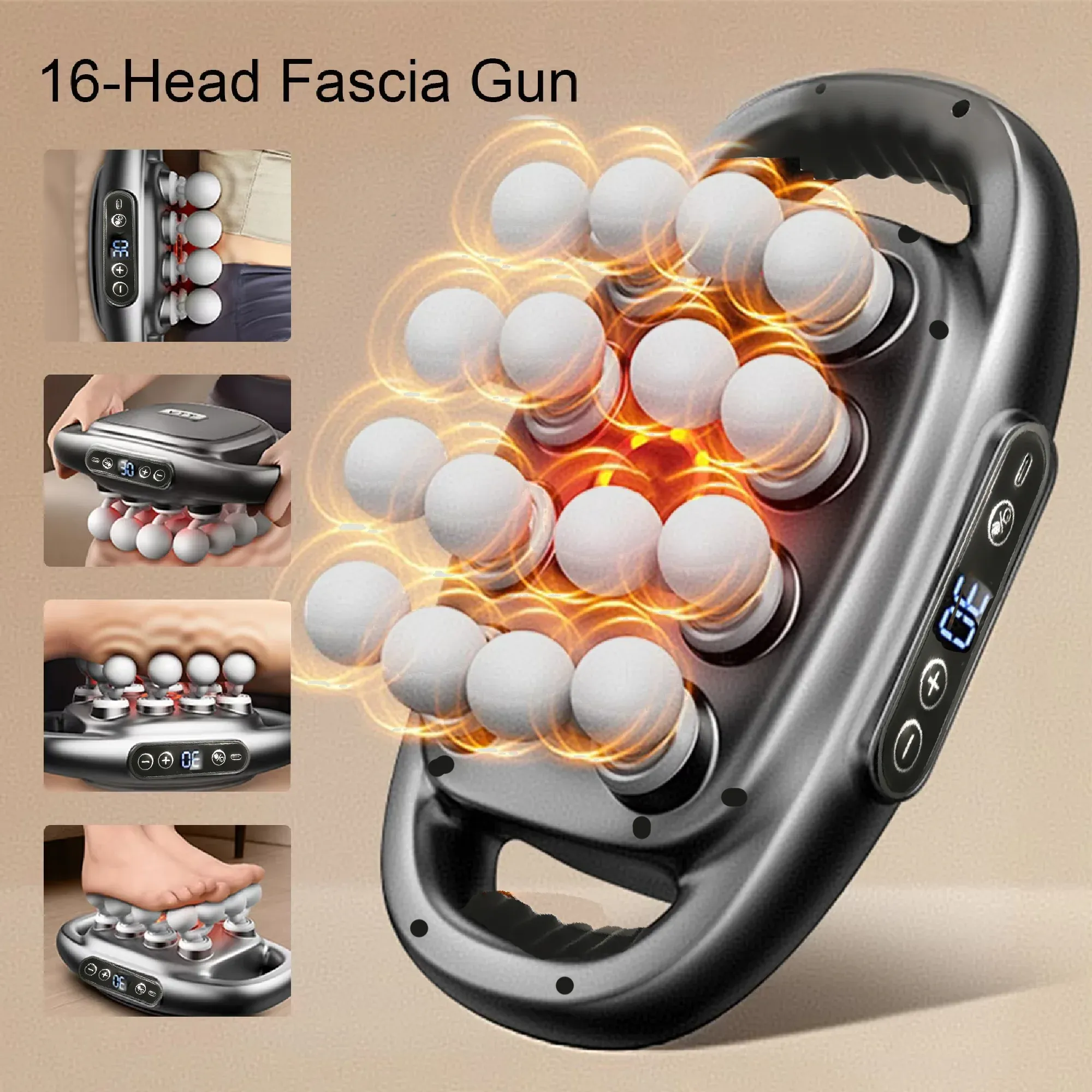 Ensemble de pistolets de massage électriques, récupération musculaire et relaxation, 16 embouts