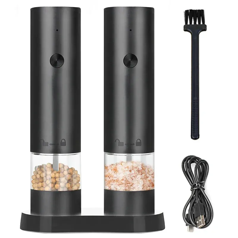 Moulin à sel et à poivre électrique rechargeable, mouture réglable, grande capacité, broyeur à épices automatique, ustensile de cuisine 2