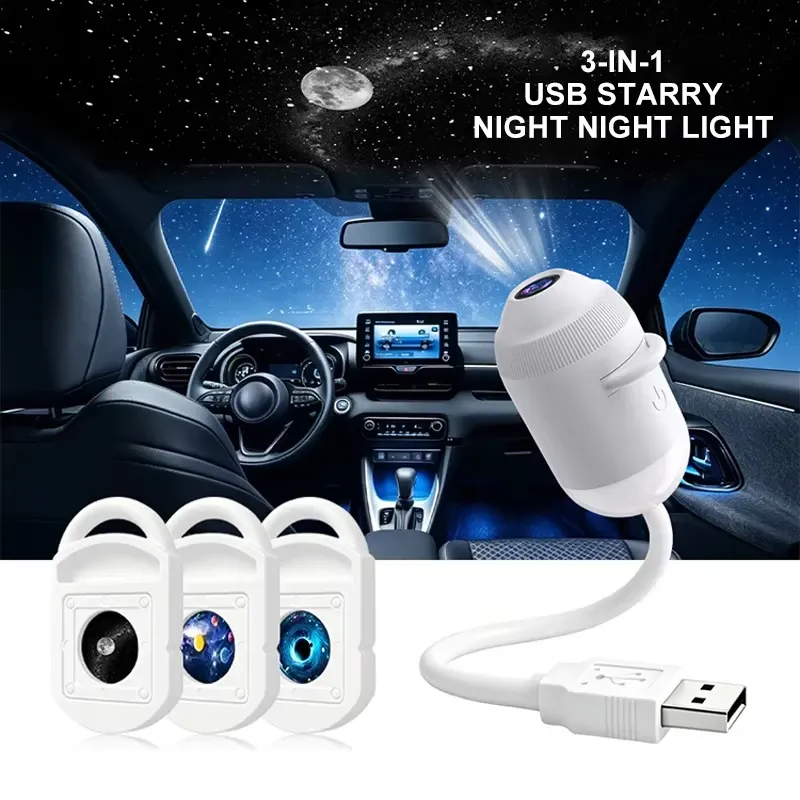 Projecteur de ciel étoilé USB 360° avec lumière d'ambiance Galaxy réglable, idéal pour la voiture, la maison et la chambre, veilleuse romantique 8