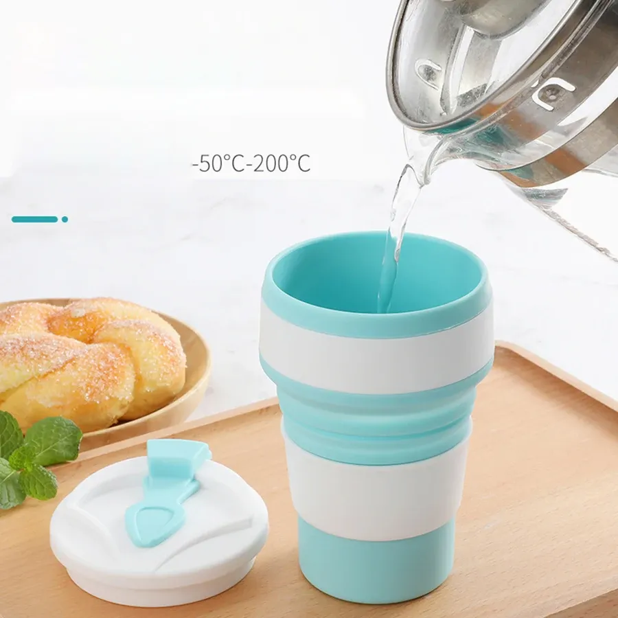 Tasse pliable en silicone, vue de détail