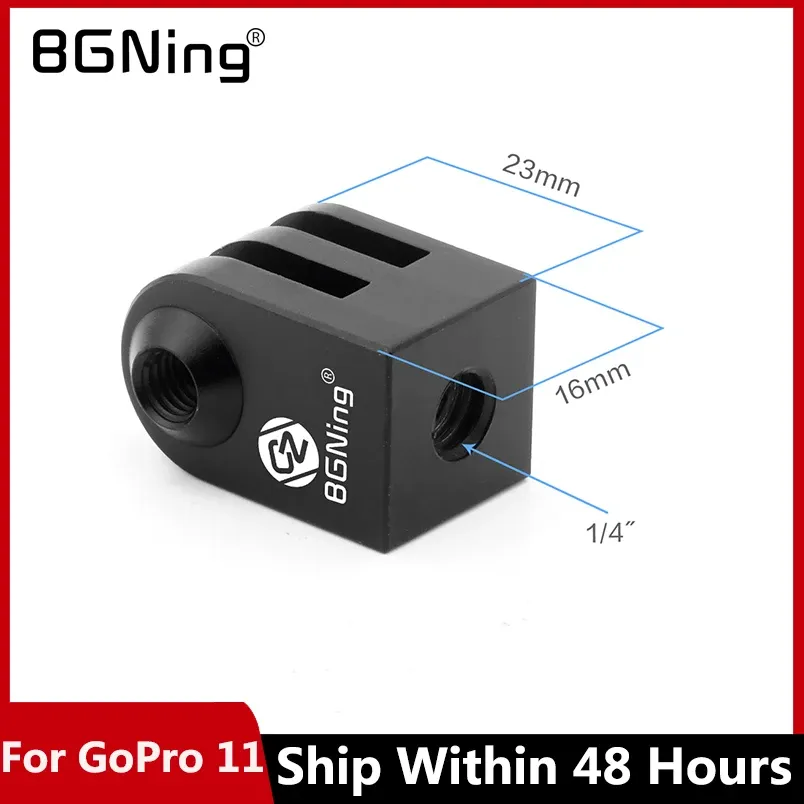 BGNing Adaptateur mini de trépied CNC 1/4" / M6 pour monopode, base de montage compatible GoPro Hero 13, 11, 10, 9, 7, 6 et accessoires de caméra d'action DJI Osmo - Image 1