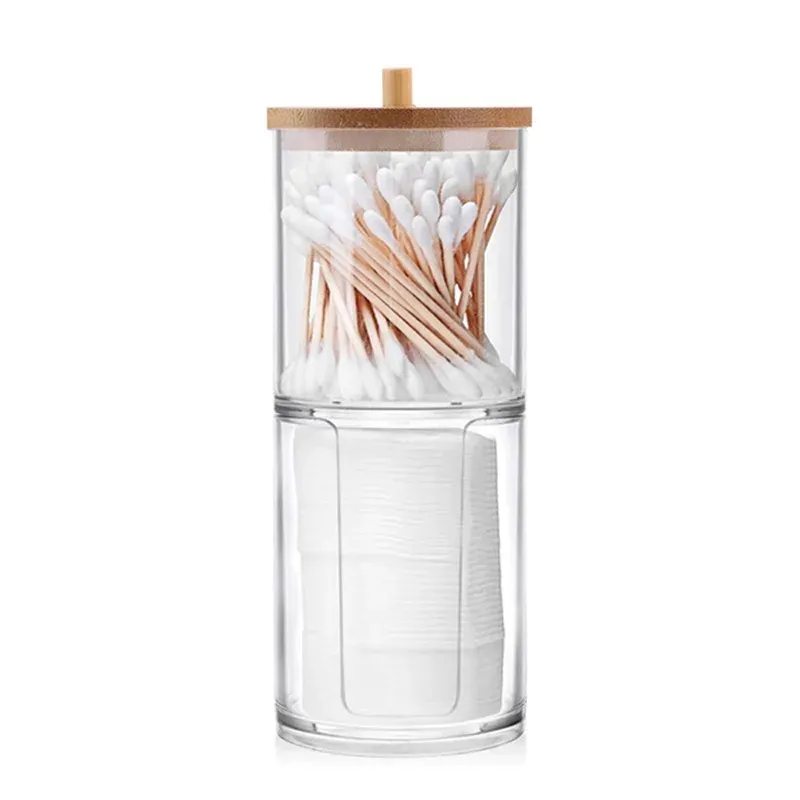 Boîte de rangement avec couvercle en bambou en situation