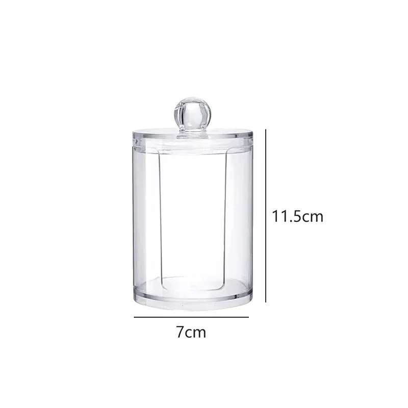 Boîte de rangement transparente en acrylique avec couvercle en bambou, pour cotons-tiges, cosmétiques et bijoux 7
