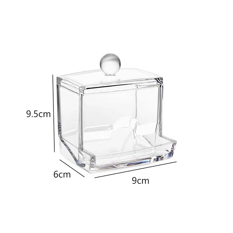 Boîte de rangement transparente en acrylique avec couvercle en bambou, pour cotons-tiges, cosmétiques et bijoux 10