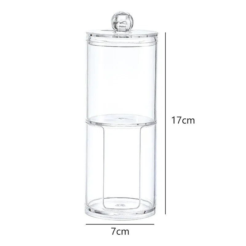 Boîte de rangement transparente en acrylique avec couvercle en bambou, pour cotons-tiges, cosmétiques et bijoux 12